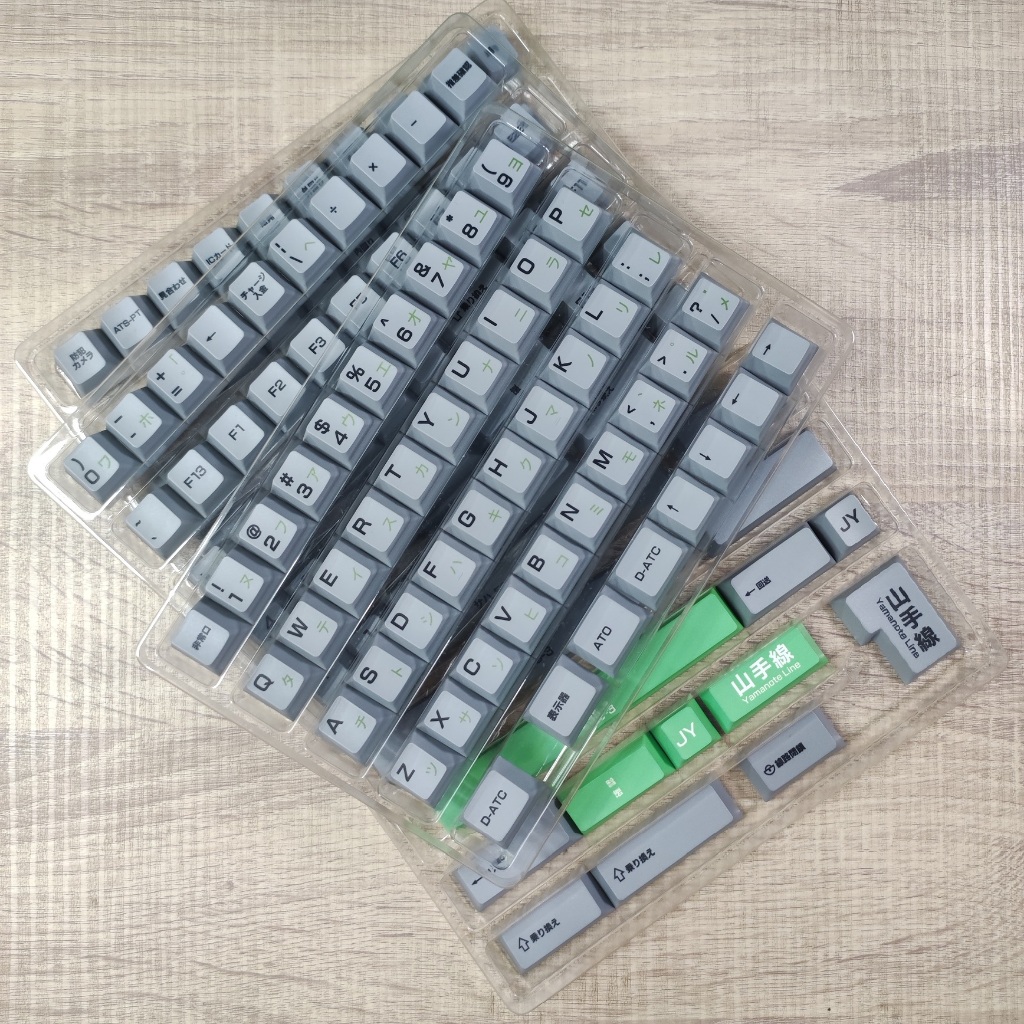 Keycaps PBT Dye Sub Yamonote Line Grey Green Japanese Root Cherry Profile Yongqiu WS GMK Gaming Keyb