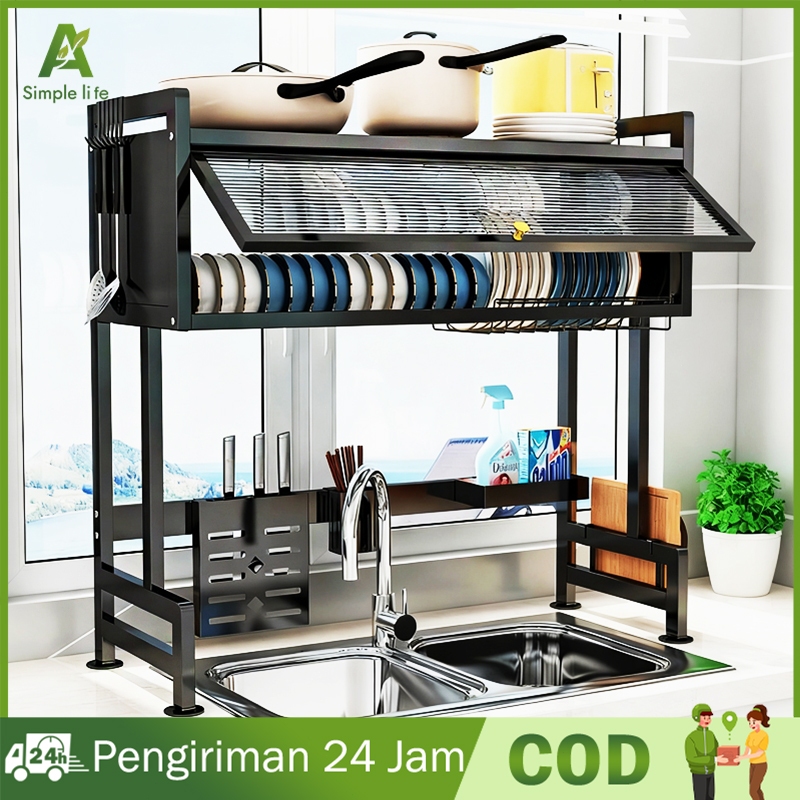 Rak Pembuangan Wastafel Dapur Stainless Steel Multifungsi (Dengan Kabinet) Rak Pembuangan Stainless 