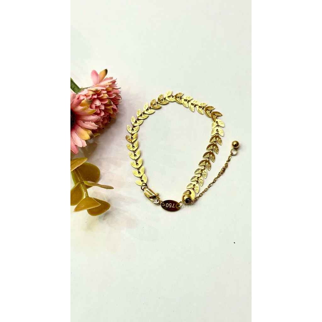 gelang titanium daun gold serut
