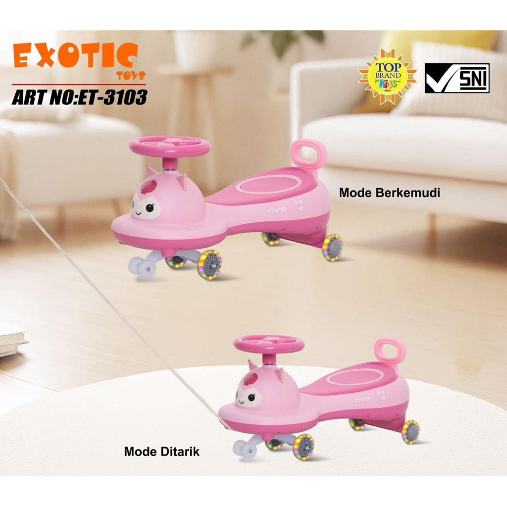 Swing Car Exotic ET3103 Magic Car Kuromi dengan Musik Lampu n Roda Lampu LED Yoyo Tolo Ride