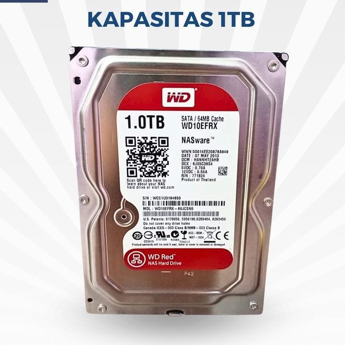 WD RED 1TB (WD10EFRX) / wd merah 1tb
