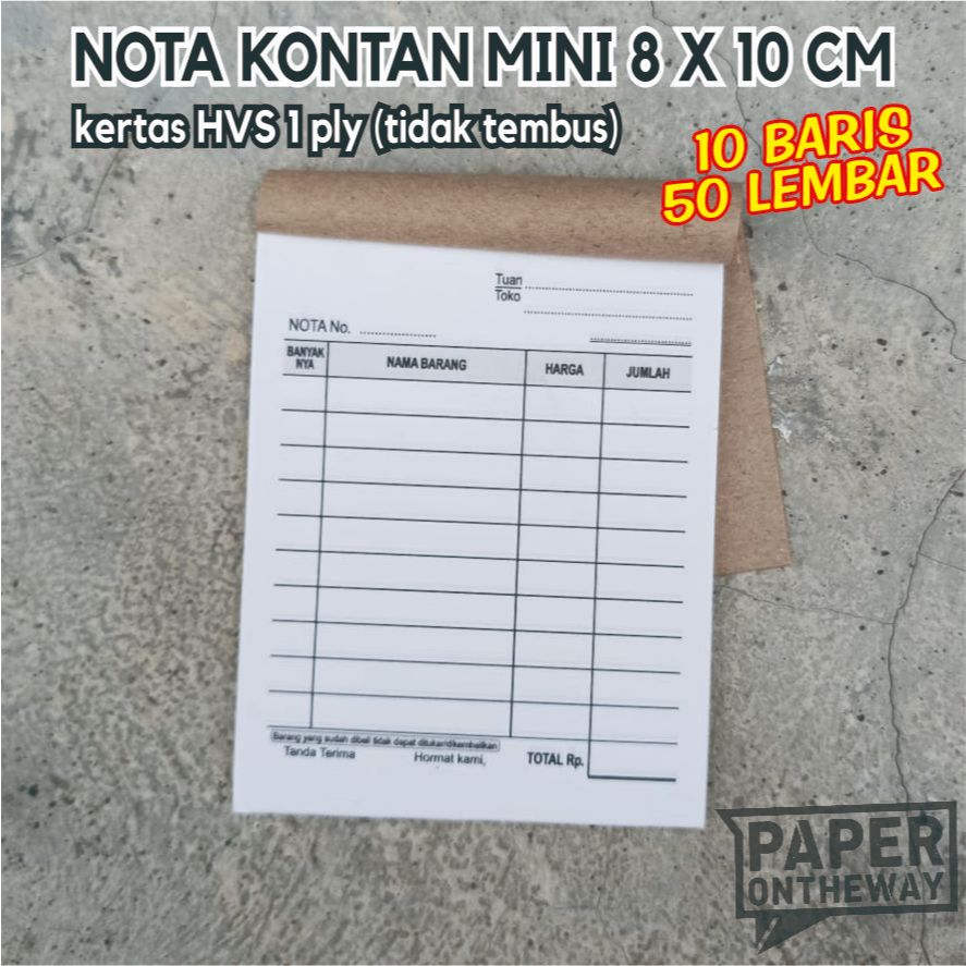 Nota Kontan Mini HVS Bon Toko Polosan Kecil Kertas Putih Rankap 1 Ply Kosong Gundul