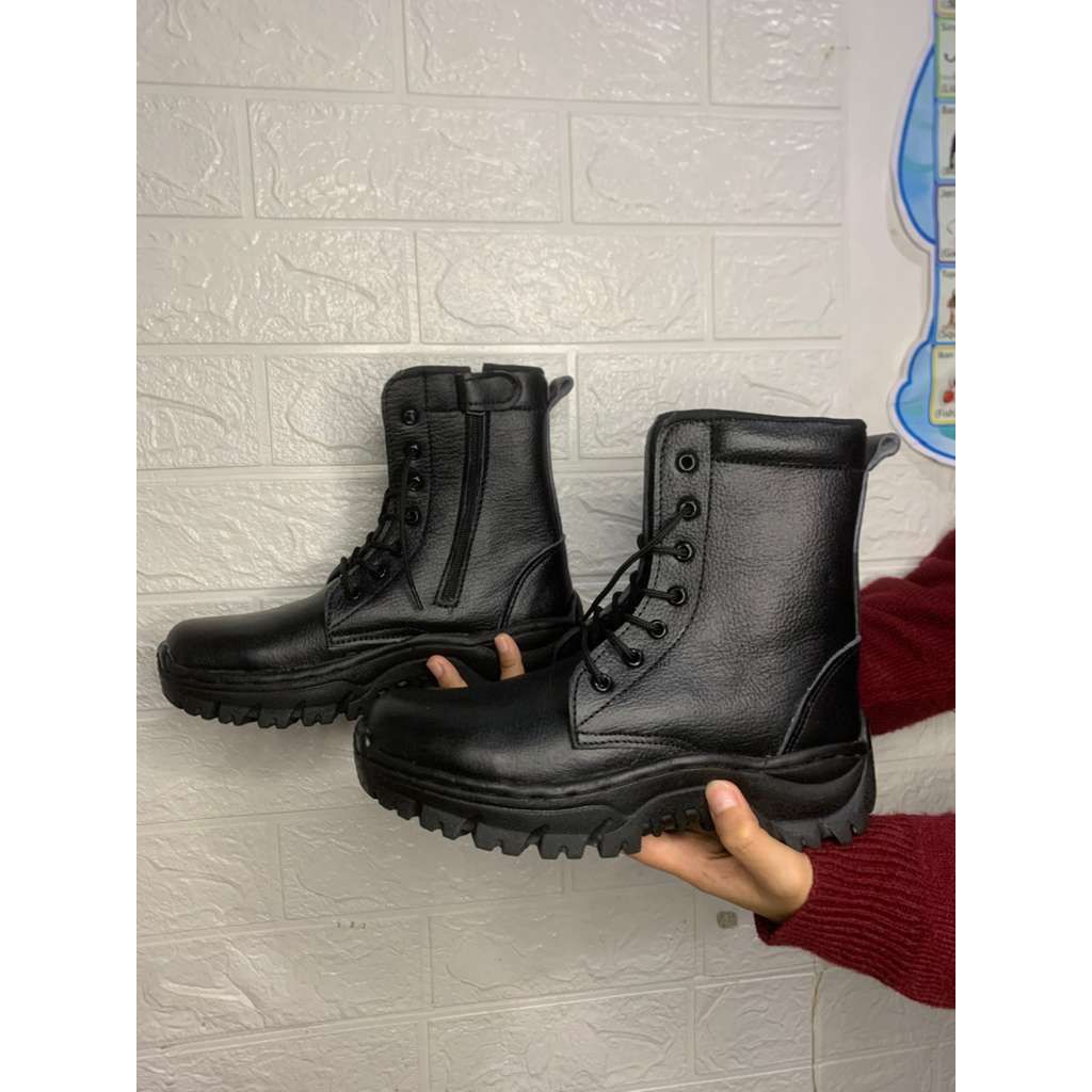 SEPATU PDL RESLETING KULIT JERUK ASLI JATAH TNI POLISI KULIT