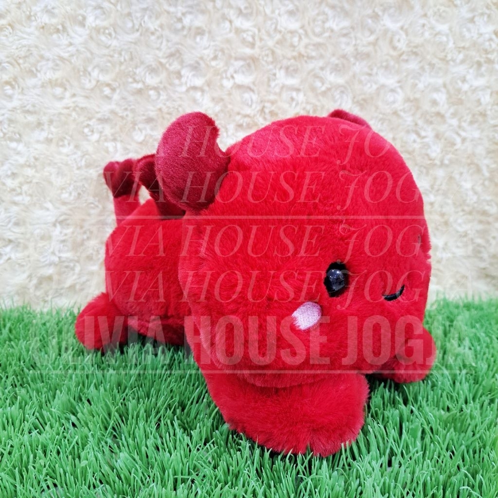 Boneka Devil Merah Tiduran Boneka Lying Devil Pipi Pink Boneka Drexel Devil Chubby
