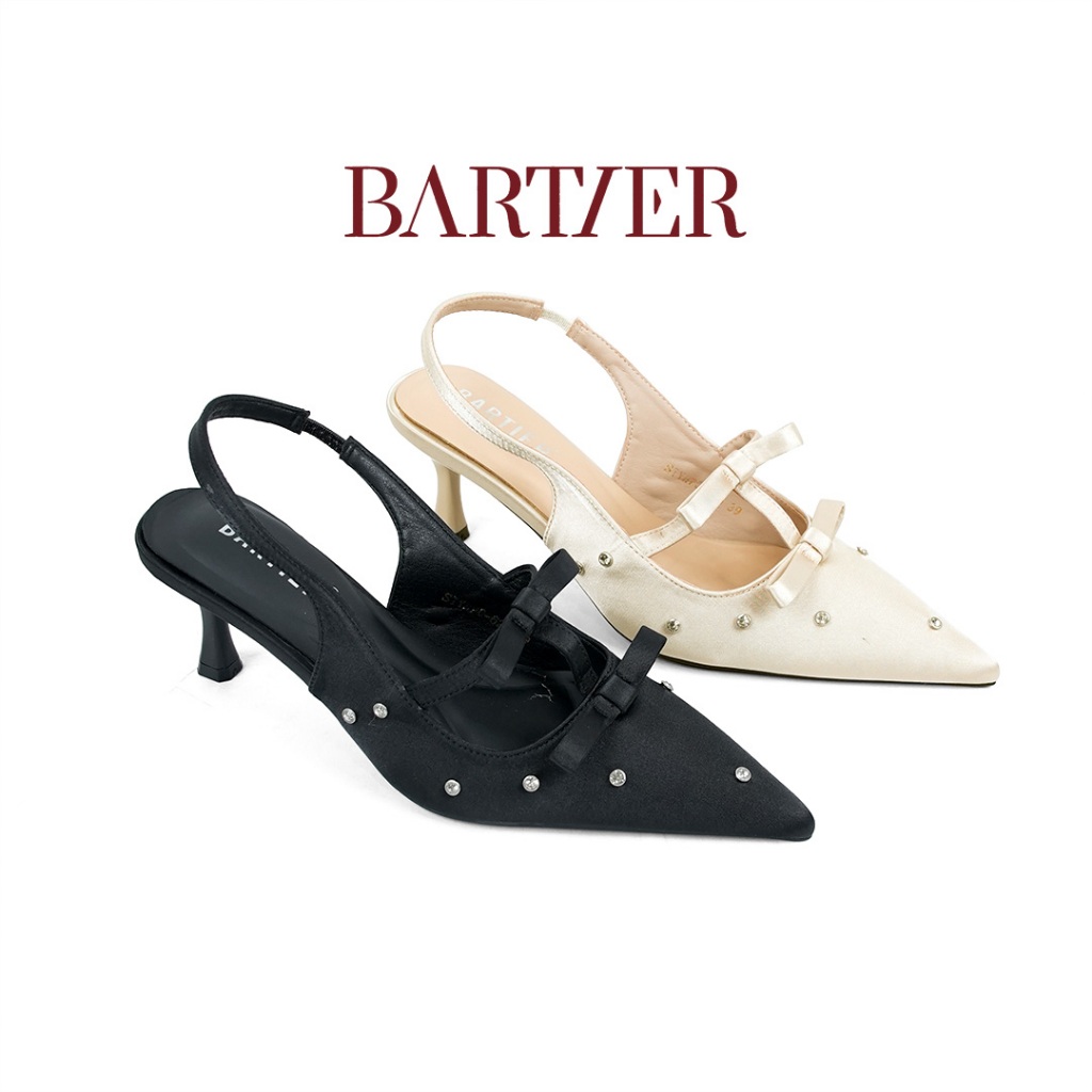 BARTIER - HEELS WANITA PARTY HEELS RIBBON SHOES SEPATU HAK WANITA 7 CM