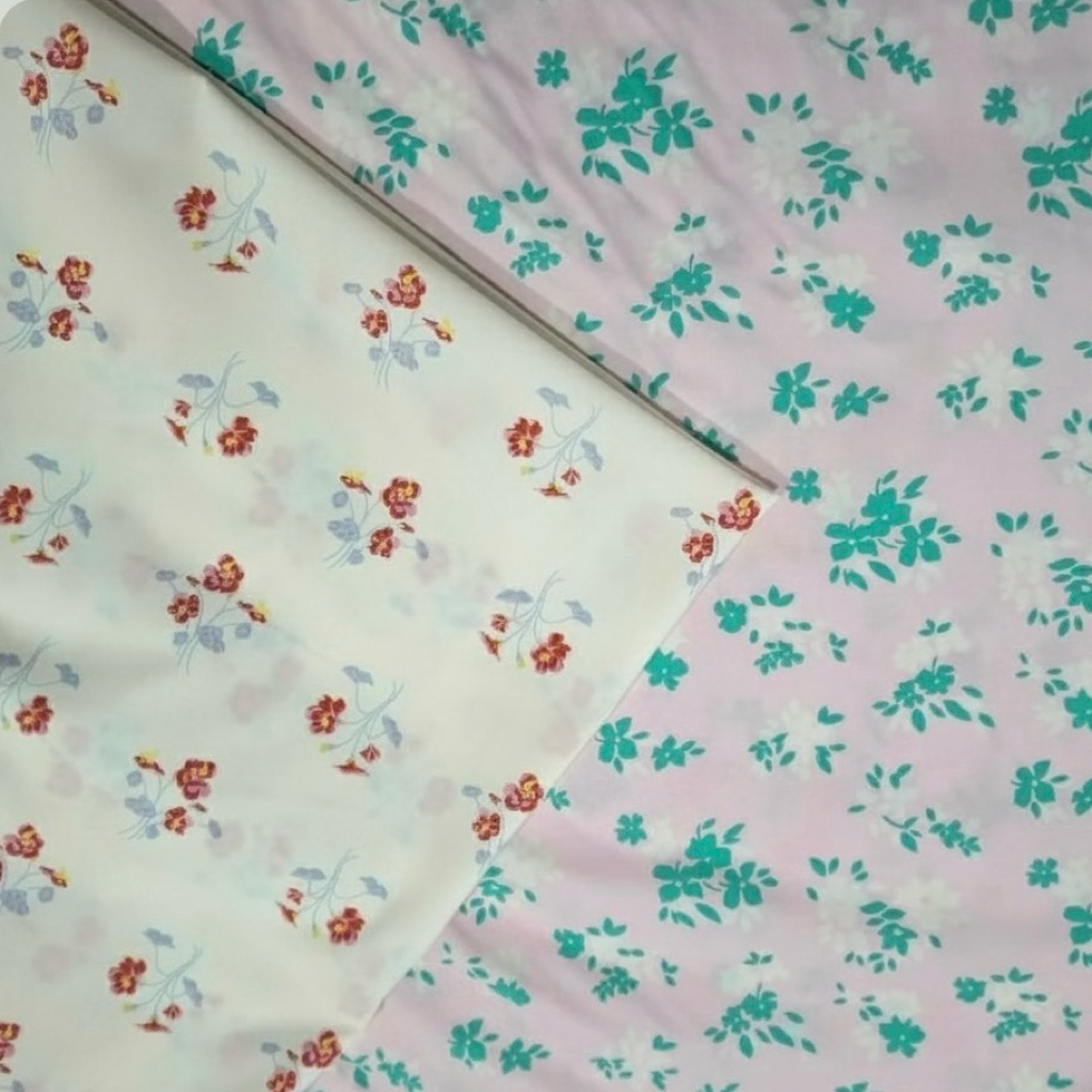 kain katun paris stretc motif bunga / kain katun linen paris