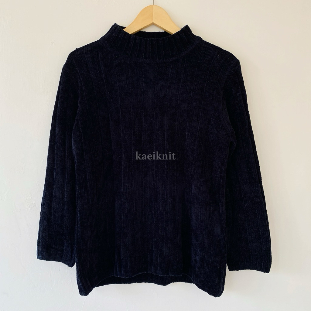 Black Sweater Rajut Velvet Knit