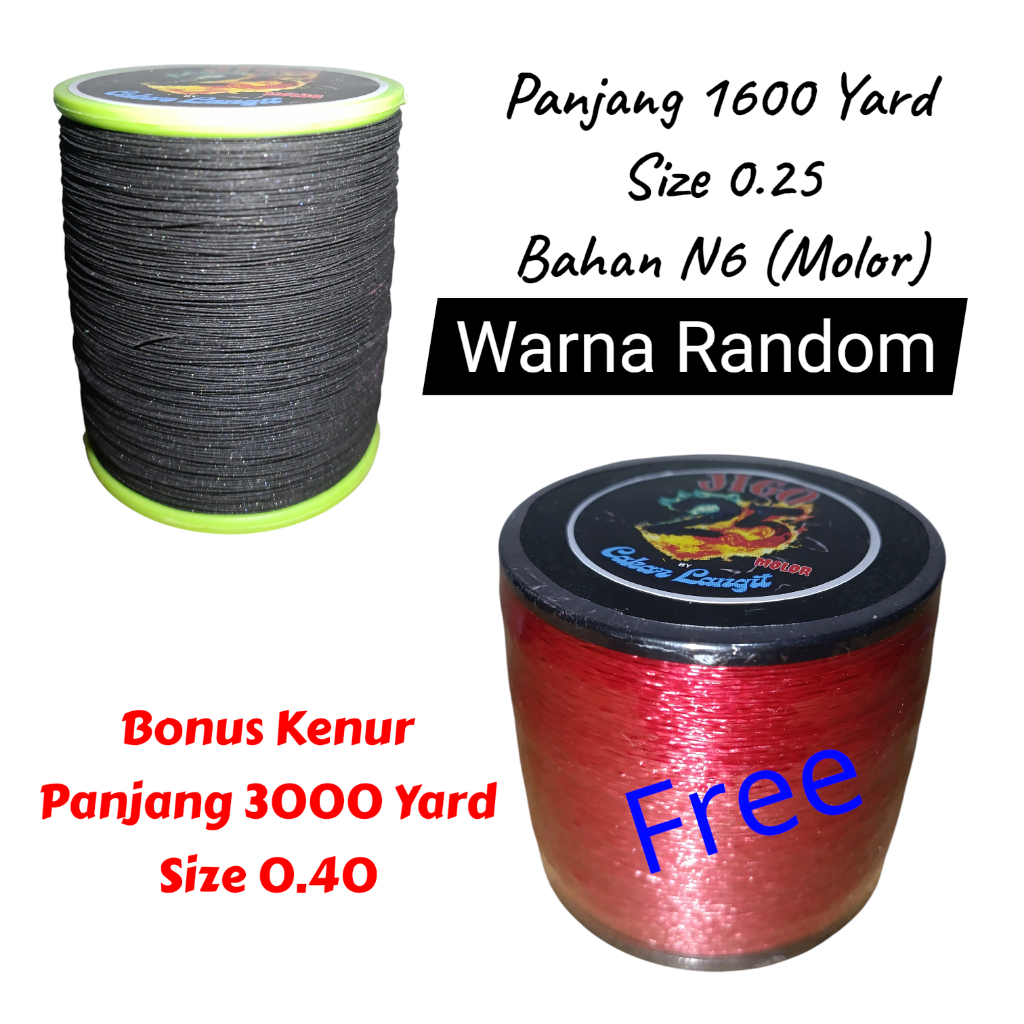 Gelasan JIGO 1600 Yard Size 0.25 Bonus Kenur 3000 yard size 0.40 By Cakar Langit Warna Random