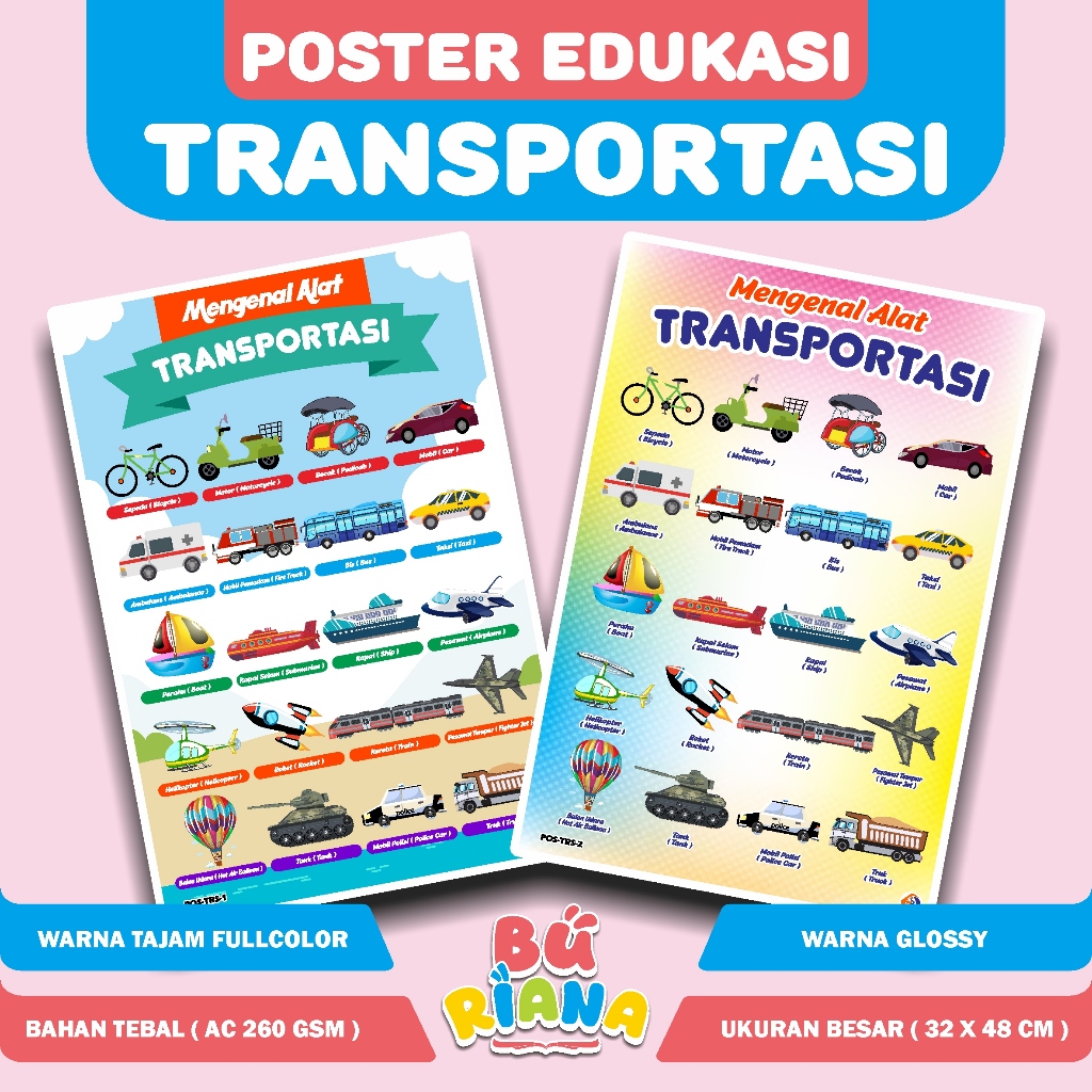 Poster Transportasi / Poster Kendaraan / Poster Edukasi Anak