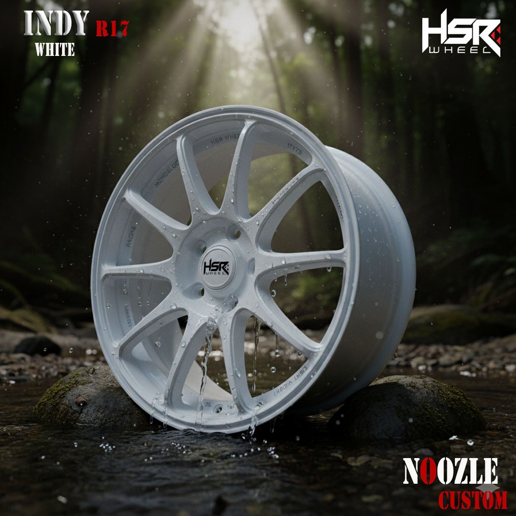 Velg Mobil R17 Warna Putih Pelek Racing HSR Terbaru Type Indy Pelek Mobil Untuk Xpander Innova Rush 