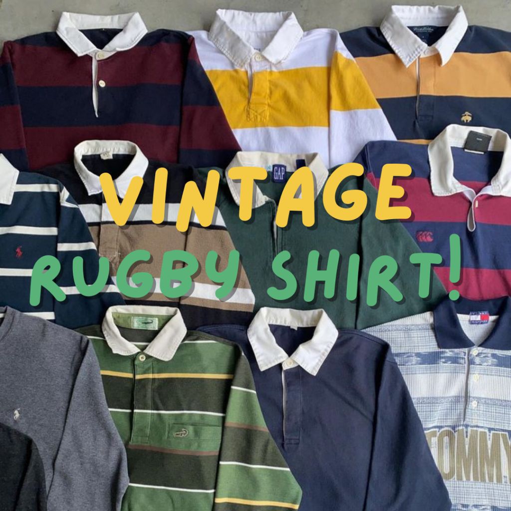 Rugby shirt, Polo shirt, Polo lengan panjang, kaus kerah lengan panjang, Polo salur full brand secon