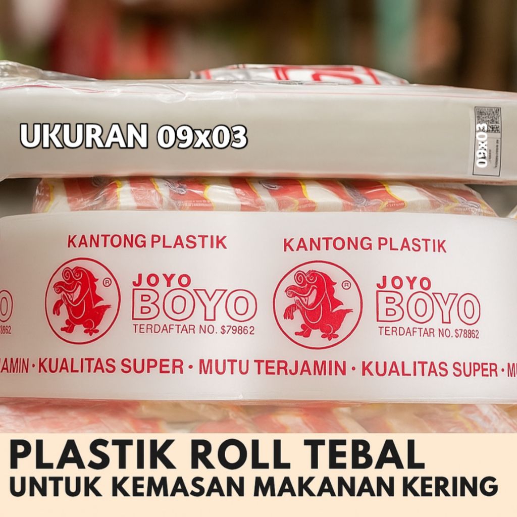Plastik Roll 09x03 JOYO BOYO – Kantong Kemasan Snack Kecil & Cemilan Ringan / Plastik Bening Gulunga