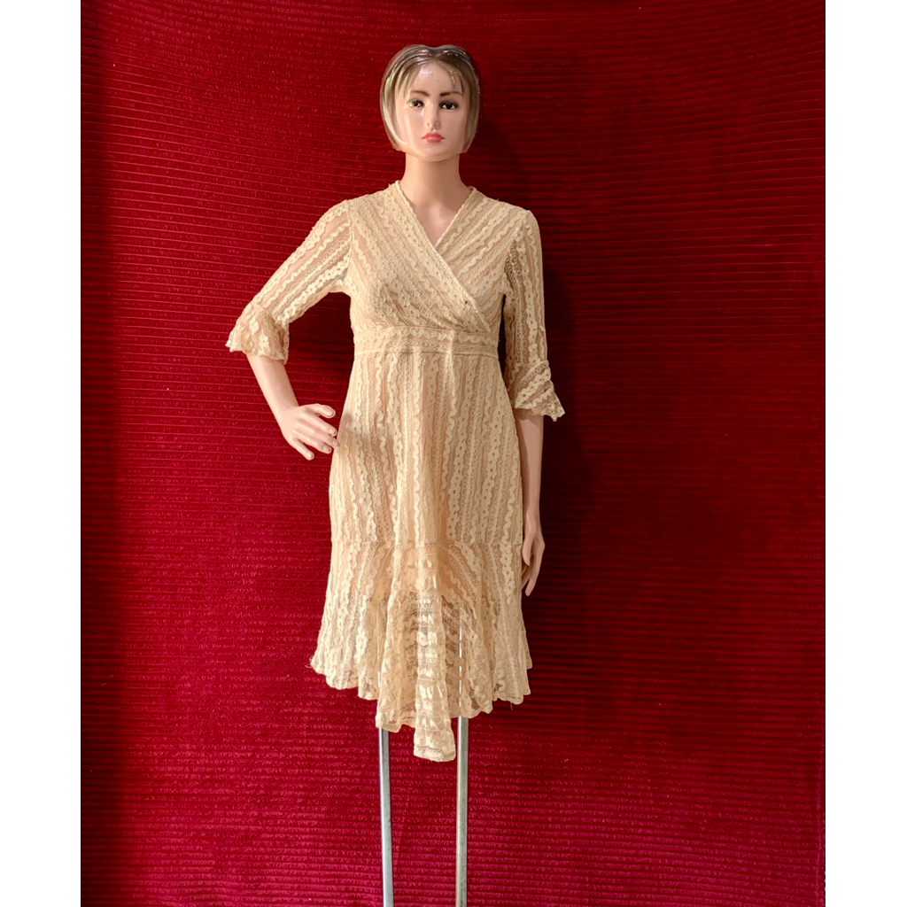 DRESS BRUKAT BROKAT WANITA LAYER V NECK PESTA BAJU ANAK REMAJA ACAAR