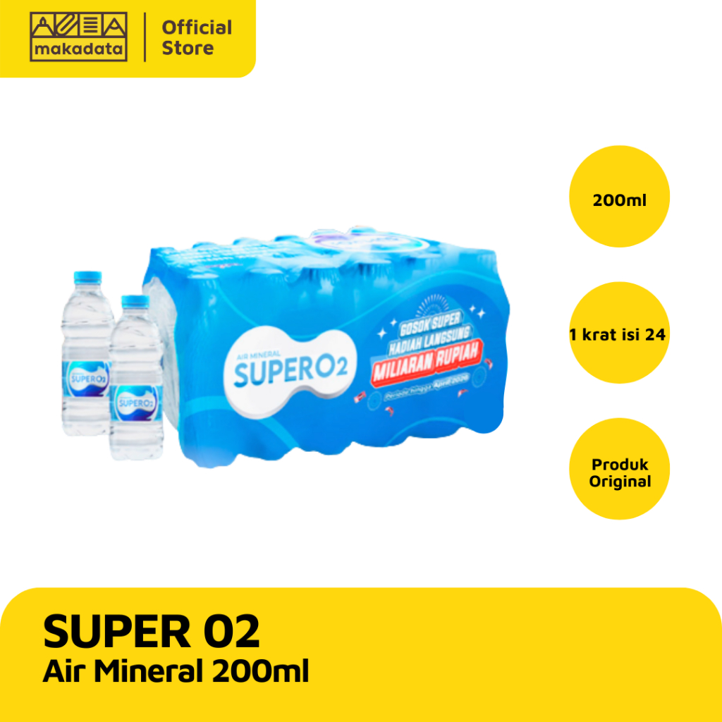 AIR MINERAL / WATER SUPER O2 200ML (1 KRAT) MURAH