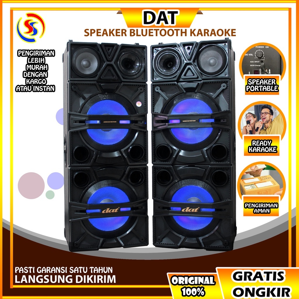 Speaker DAT DX-152 Speaker Aktif 15 Inc Double Subwoofer Free 2 Mic Wireless