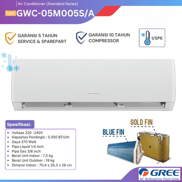 GREE GWC-05M005S / GWC 05M005S / GWC05M005S AC 1/2 PK goldfin blue fin Smart Cleaner GARANSI RESMI