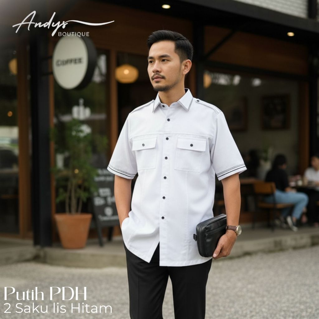kemeja PDH pria kombinasi ,PDH premium,baju pdh,pdh mewah,pdh dua saku,pdh executive