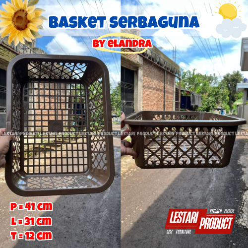 ( 6 PCS ) KERANJANG BASKET SERBAGUNA I KERANJANG SEGI  LOUNDRY ELANDRA | KERANJANG COKELAT | RIGEN |