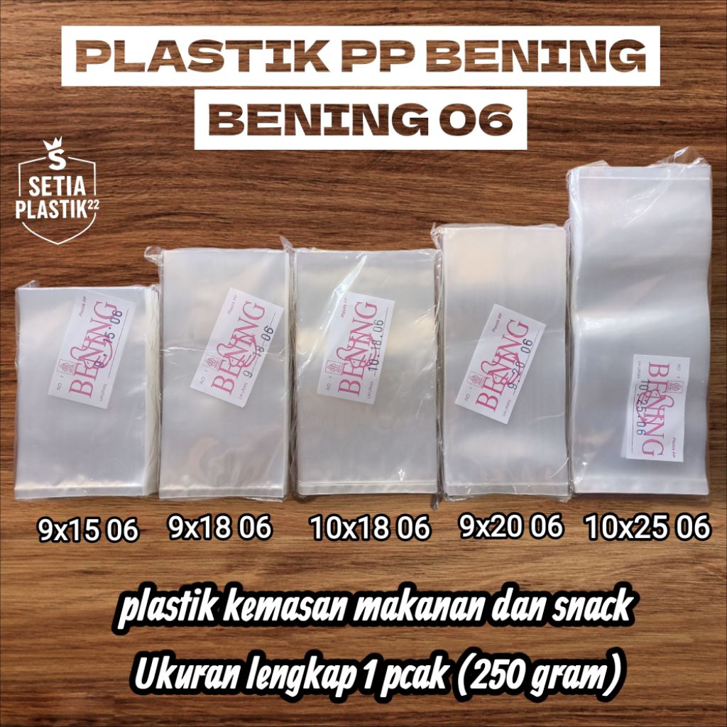 plastik pp bening tebal 06 ukuran: 9x15 9x18 9x20 10x15 10x18 10x20 10x25