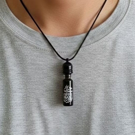 Kalung Liontin Tabung Kaca Kaligrafi Parfum Ukuran 3ml