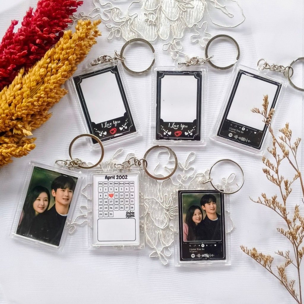 (INSTAN) Gantungan Kunci Akrilik Petak SIDIK JARI Keychain Foto Ganci Insert Paper | Souvenir | Gift