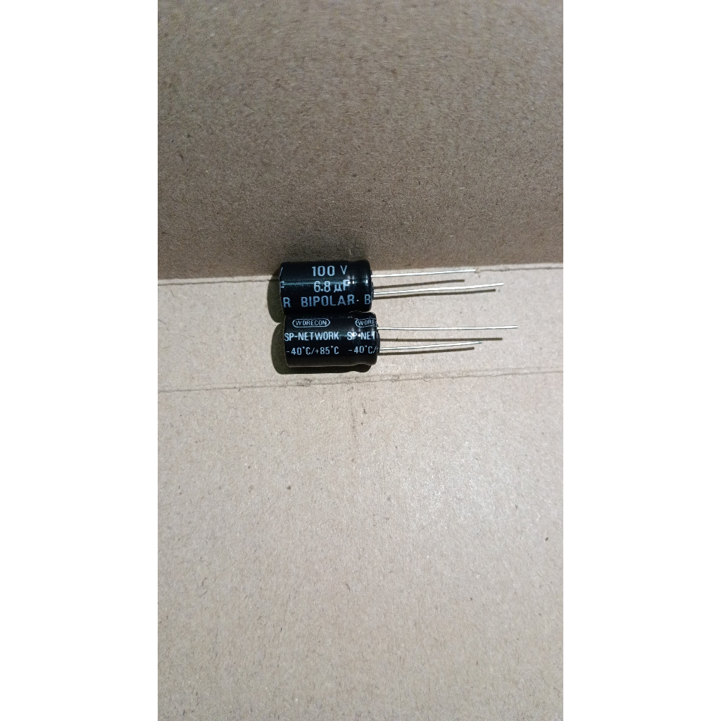 6797 kapasitor elco bipolar bi polar bp 6.8uf 6,8uf 6.8 6,8 uf 6u8 100v
