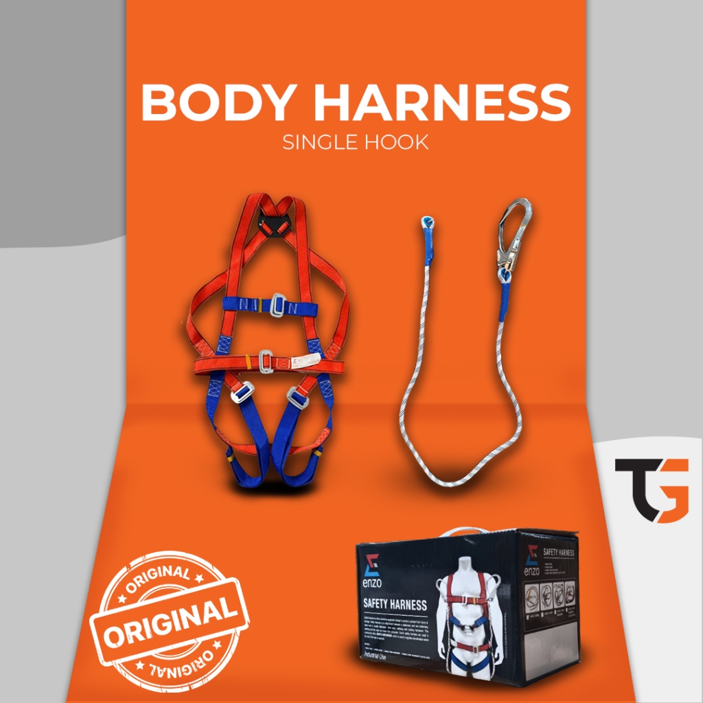 Safety Harness - Sabuk Pengaman Full Body Harness Single Hook Tali Polypropylene Rope 1 Big Hook