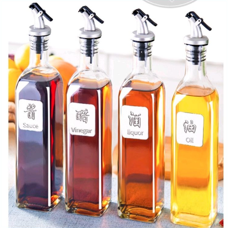 BOTOL MINYAK KACA 500ML ISI 2 - BOTOL MINYAK TUTUP OTOMATIS