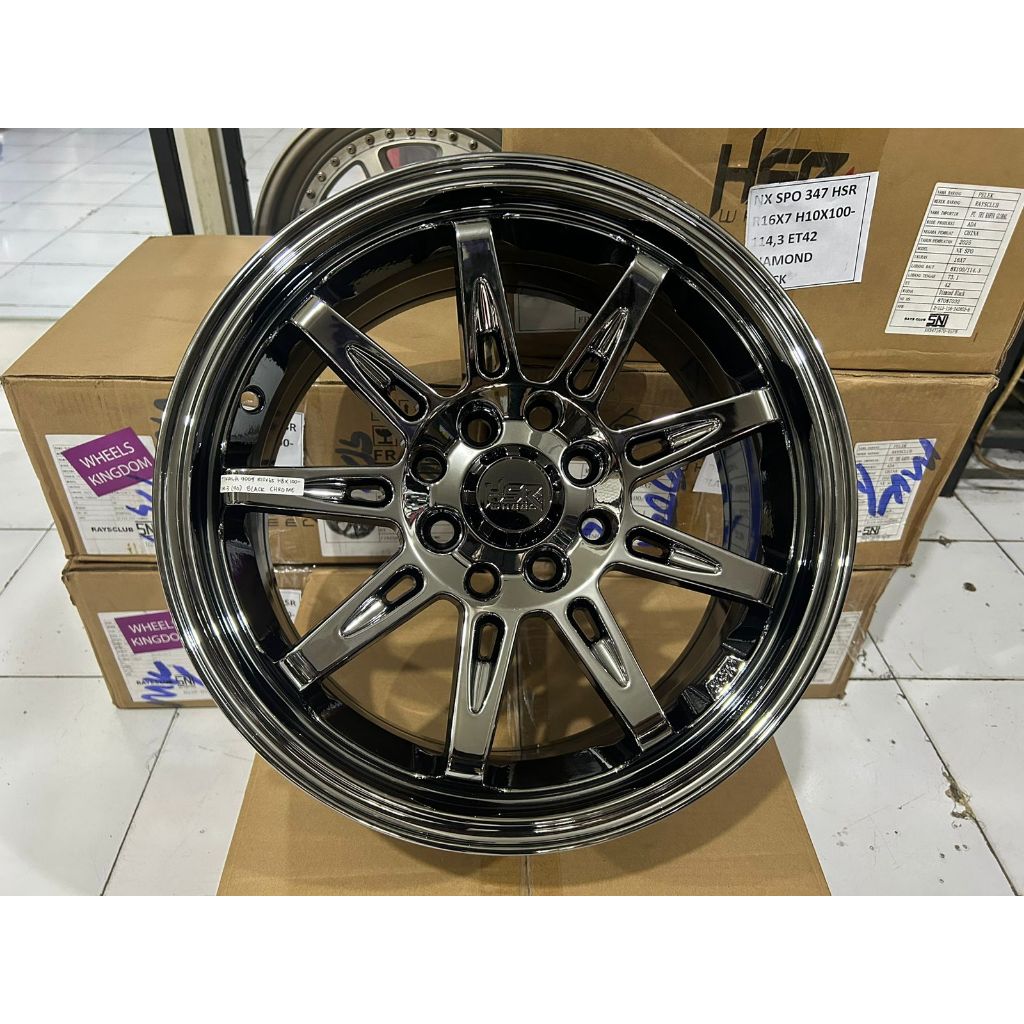 Velg Mobil 15 Inch PCD 4x100/114/ Black Chrome Hsr Tikala R15 Velg Mobil Brio