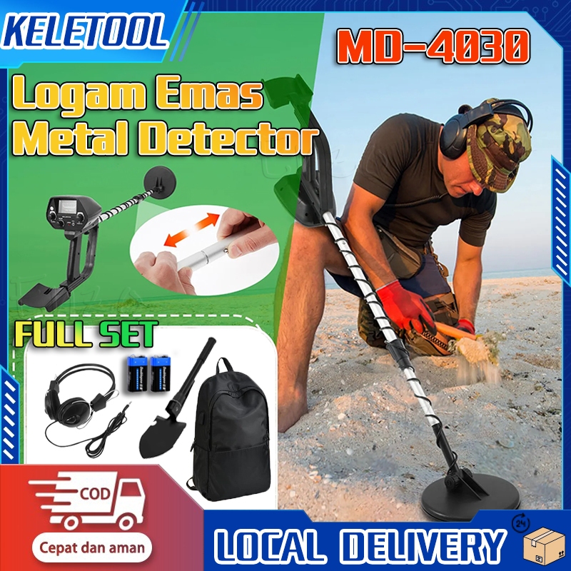 MD-4030 Detektor Logam Emas Metal Detector 2 Baterai Detektor Dalam Tanah Alat Pendeteksi Logam Bawa