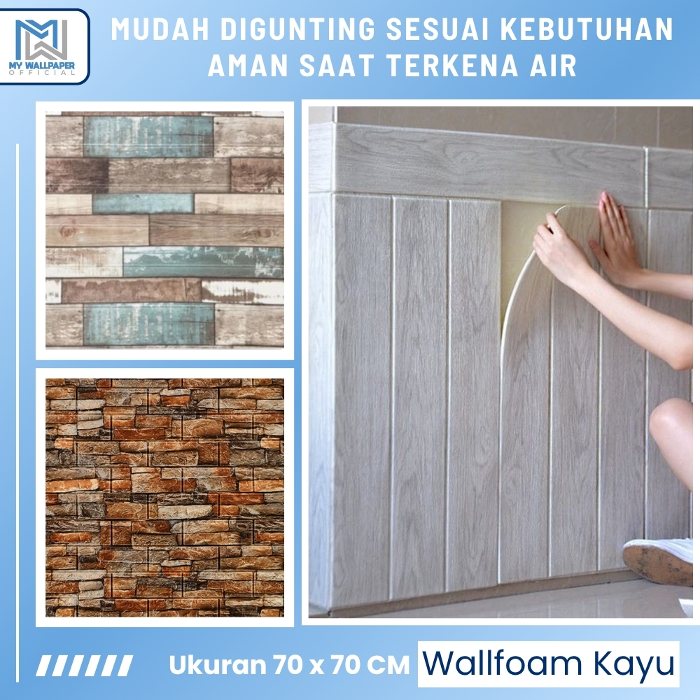 WallFoam Foam Dinding Motif Kayu Wall Foam Motif Kayu 70x77 Wall Foam Kayu Foam Dinding 3D