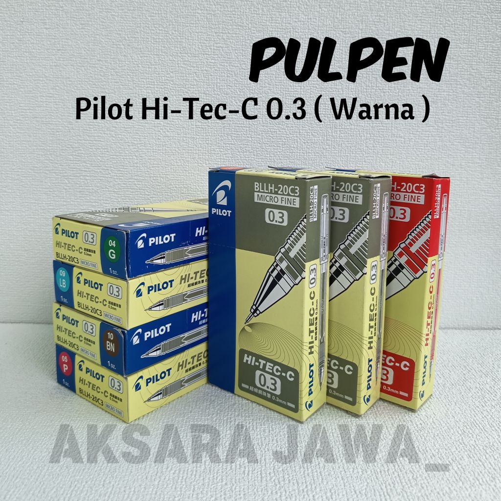 ( 1 pack / 12 pcs ) Pulpen Hi Tec C 0.3 Pilot warna Hitec C Hi Tech 0.3 warna warni