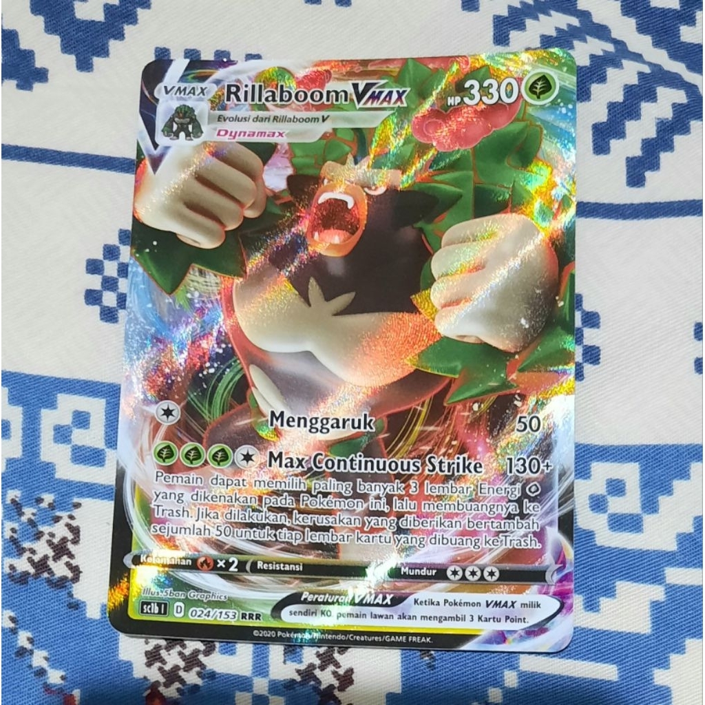 Kartu Pokemon Rillaboom Vmax Sc1b RRR bahasa indo tcg