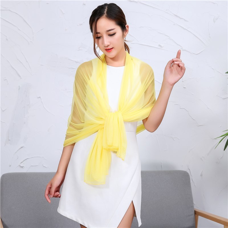 Fashion Syal Polos Sifon Selendang Tipis Silky Bernapas Syal Leher Wanita Outer Aesthetic Sun Screen