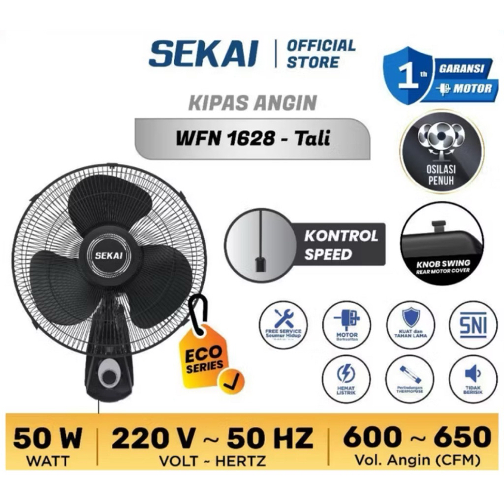 KIPAS ANGIN DINDING SEKAI 1627 - KIPAS GANTUNG SEKAI 16 INCH - KIPAS SEKAI 61 INCH - KIPAS TEMBOK SE