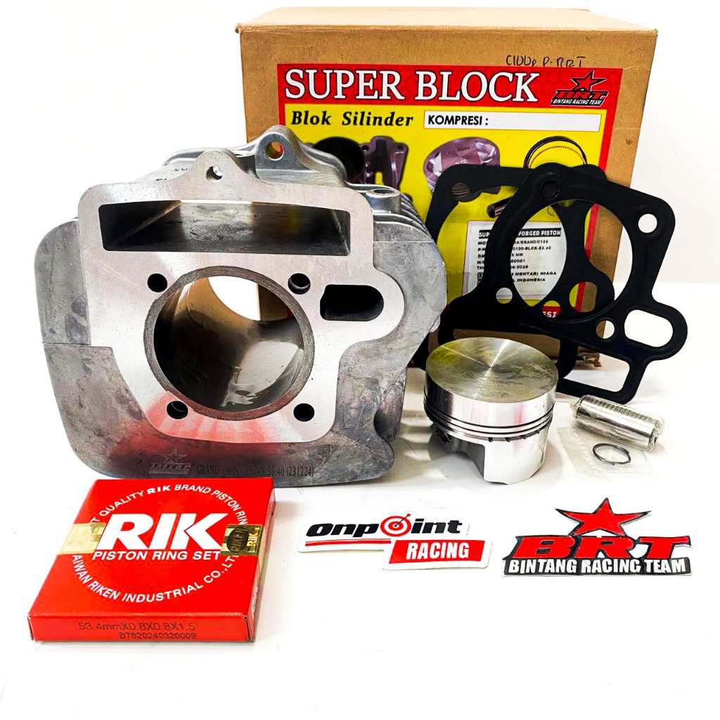 BLOK BOREUP CAST IRON PISTON BRT SUPRA FIT REVO GRAND WIN C100 LEGENDA ASTREA 53.40 100% ORI BRT