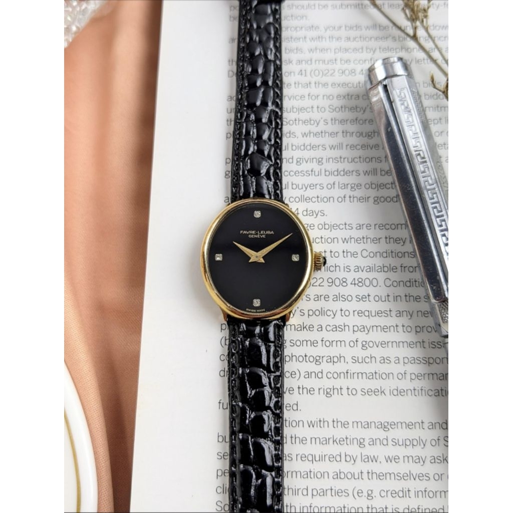 Jam Tangan Wanita Vintage Favre-leuba Geneve Oval Black Dial Manual Winding, Ladies Fashion Watch