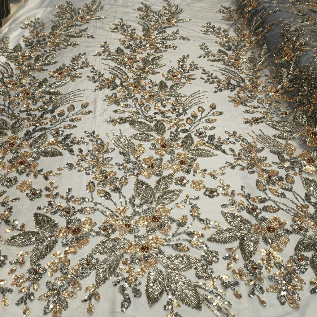 (COD)kain tulle 3D full payet soroschi/bahan kebaya full payet terbaru