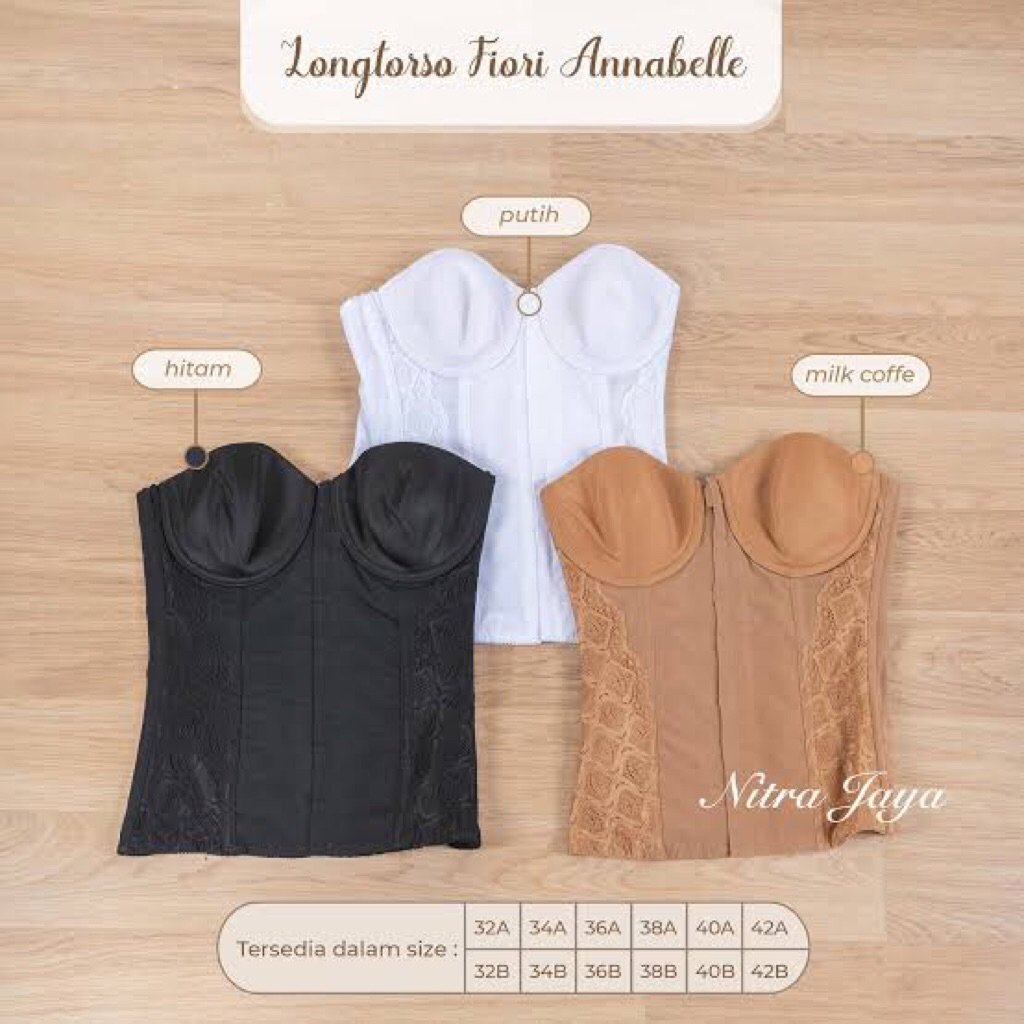 Longtorso Kamisol Fiori Annabelle Hitam