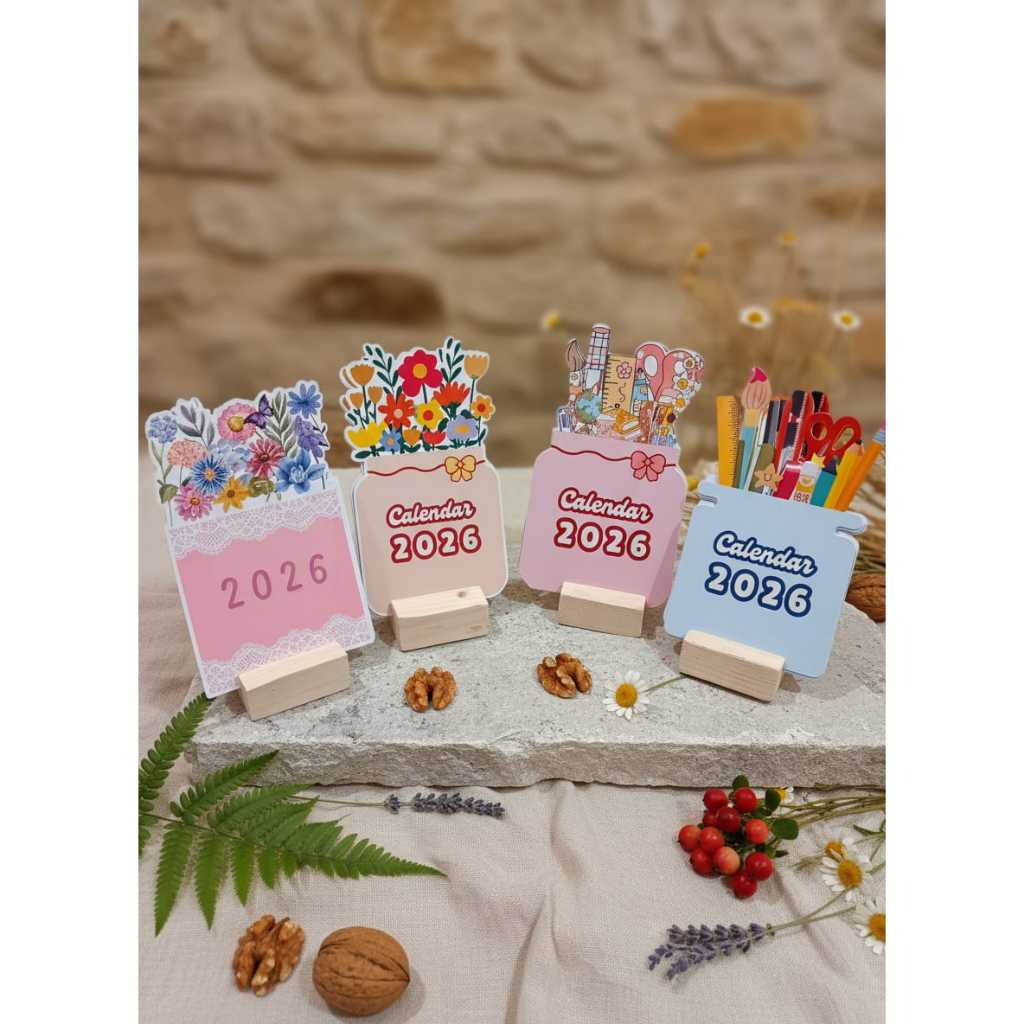 KALENDER MINI CUTTING STANDING KAYU 2026 KALENDER AESTHETIC