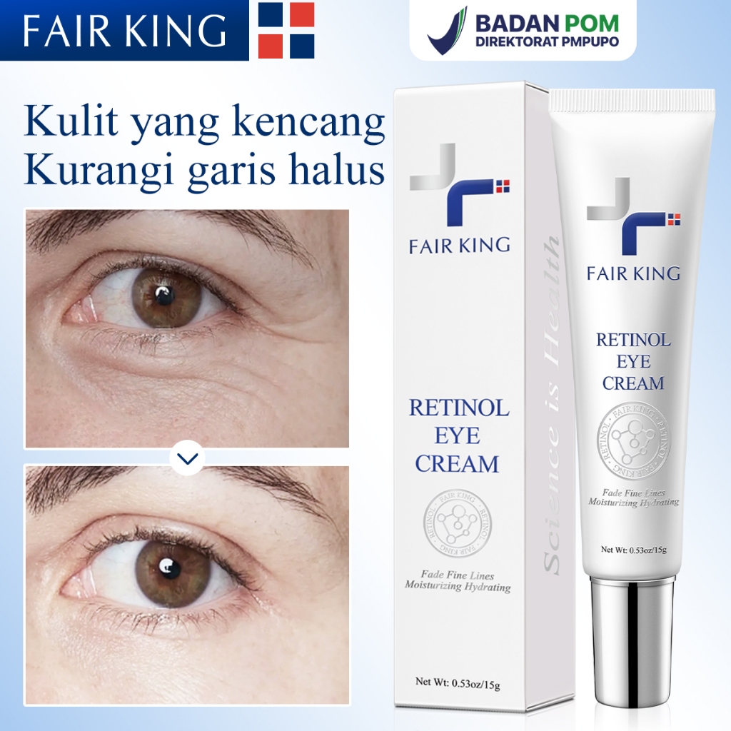 FAIR KING [BPOM] Retinol Eye Cream Krim Mata Retinol Ganda Menghaluskan kerutan Memudarkan Lingkaran
