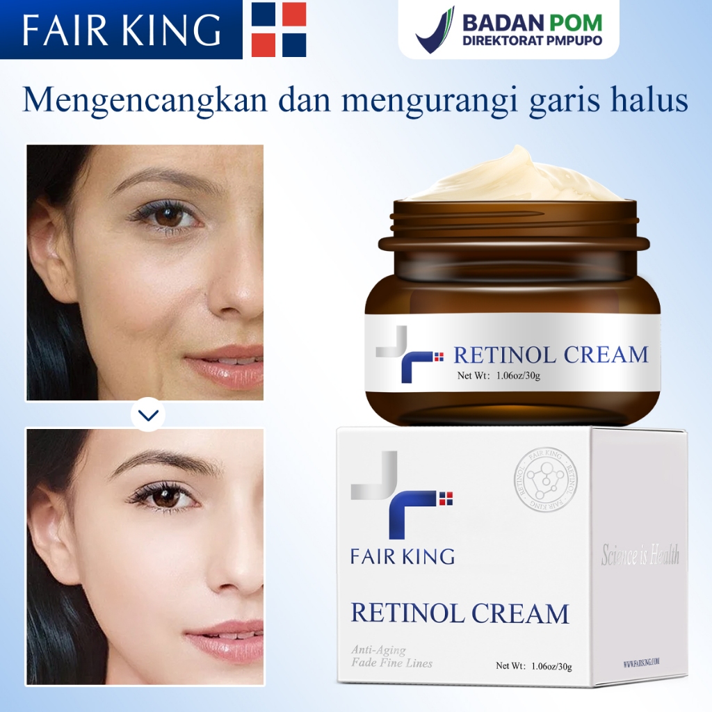 FAIR KING [BPOM] Retinol Face Cream Krim Retinol Ganda Anti penuaan Peremajaan Kulit Sangat Mengakti