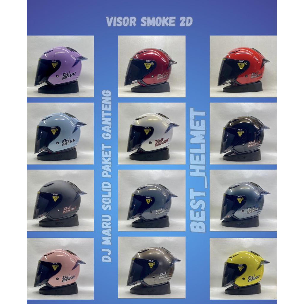KYT DJ MARU POLOS ALL WARNA KACA SMOKE FREE SPOILER 2D - HELM KYT HALF FACE ORIGINAL DOT SNI TERMURA