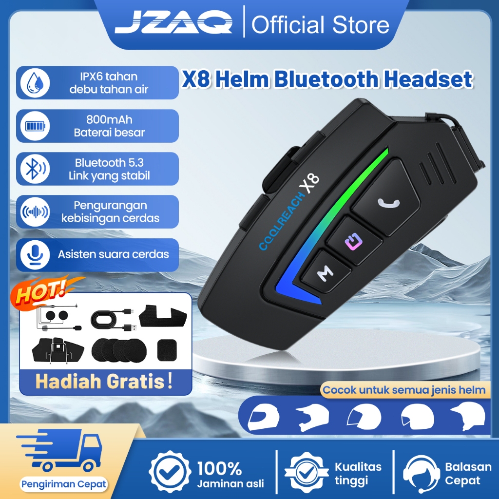 JZAQ X8 Helm Headset Bluetooth Motor / Helm Headset Bluetooth / Headset Bluetooth Full Bass / Headse