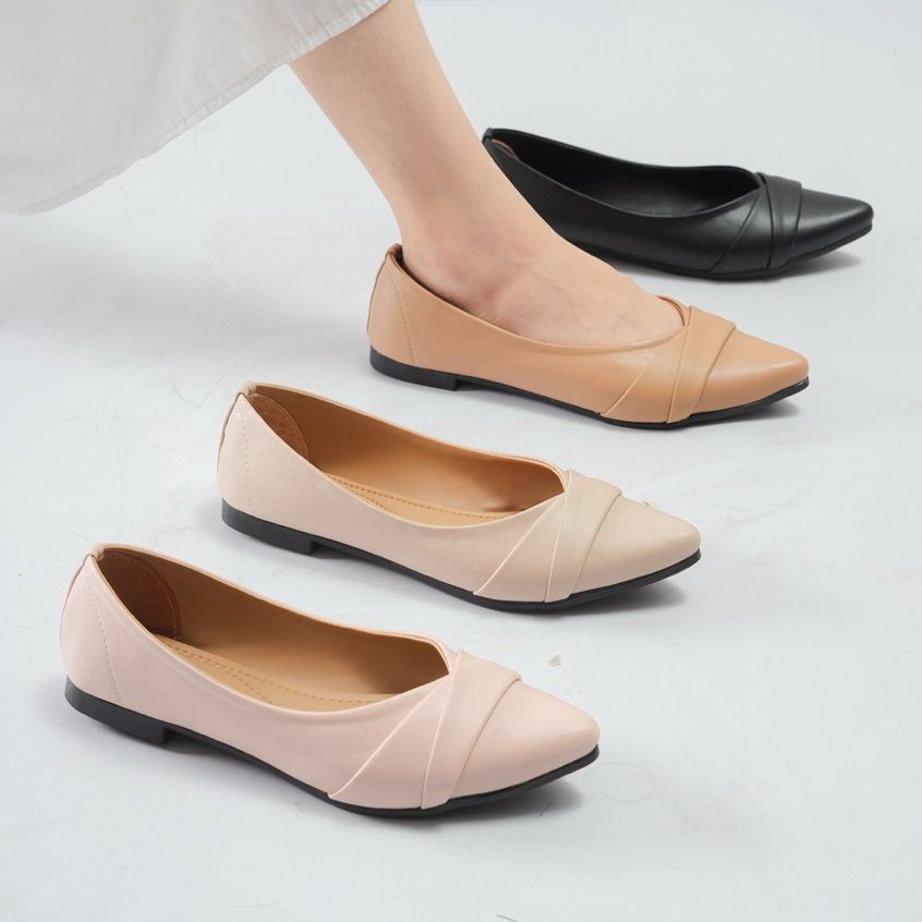Flatshoes Wanita Sepatu Flat Kulit Sintetis Premium Alive LM 04