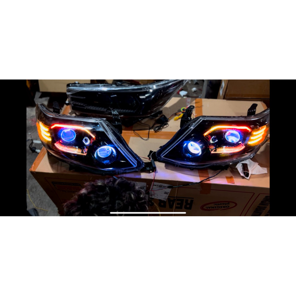 Paket Headlamp Full Custom Double Biled Fortuner VNT Slim Frame RGB Running Black Housing Matrix