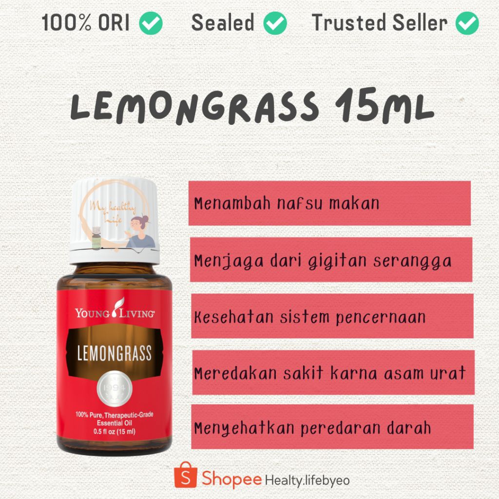 Lemongrass 15ml young living lemongrass essential oil lemongrass yleo