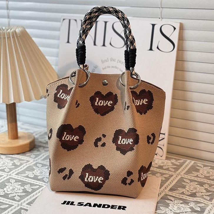 Tas Wanita Rajut Motif Lucu Style Korea / Tote Bag Aesthetic Kapasitas Besar/ Tas Tangan Jinjing Can