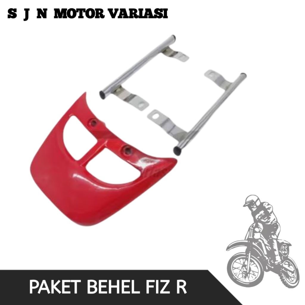 Paket Begel Fiz R Behel Samping Fizr Dan Begel Fizr Belakang Merah Chrome Satu Set SJN. Motor Varias
