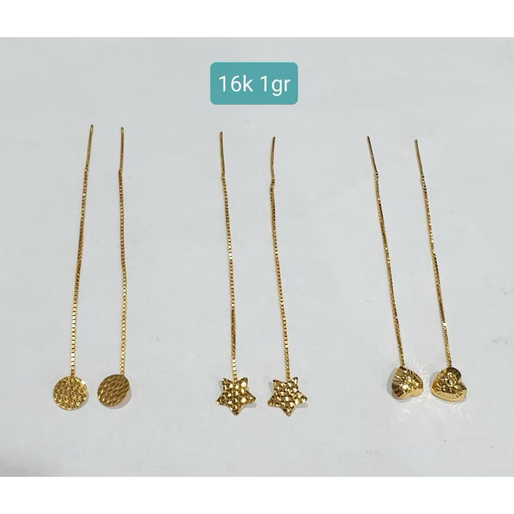 Grosir Anting Jarum Wanita Model Etnic Panjang Elegant Emas Asli